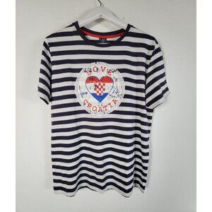 Cro Nautica Love Croatia Striped T-Shirt Womens XL Navy Cotton Short Sleeve New